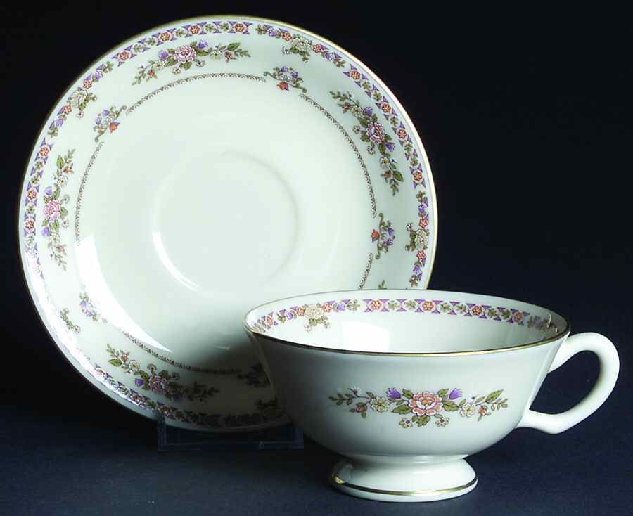 Monticello Orange (Newer) Footed Cup & Saucer Set by Lenox-1