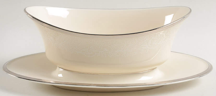 Moonspun Gravy Boat with Attached Underplate by Lenox-1