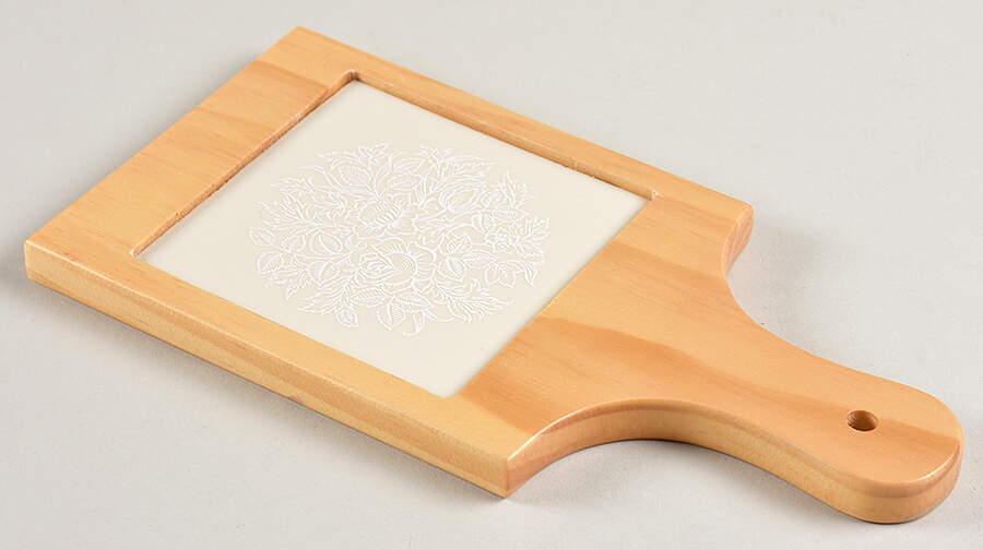Moonspun 10" Natural Wood Cheese Board with Tile  HC by Lenox-1