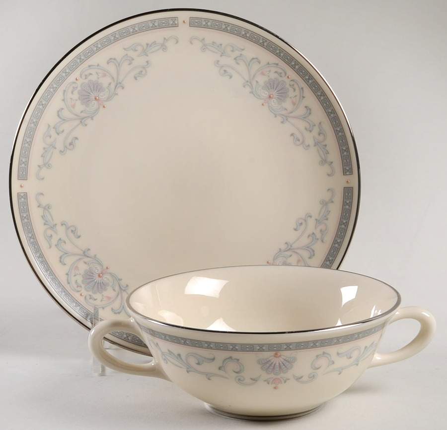 Mt. Vernon Flat Cream Soup Bowl & Dessert Plate/Saucer Set by Lenox-1