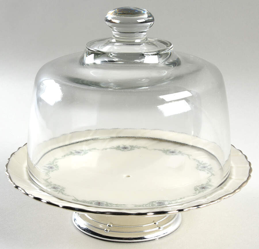 Musette 6 1/2"-7 1/2" Footed Cheese Plate w/ Glass Dome HC by Lenox-1