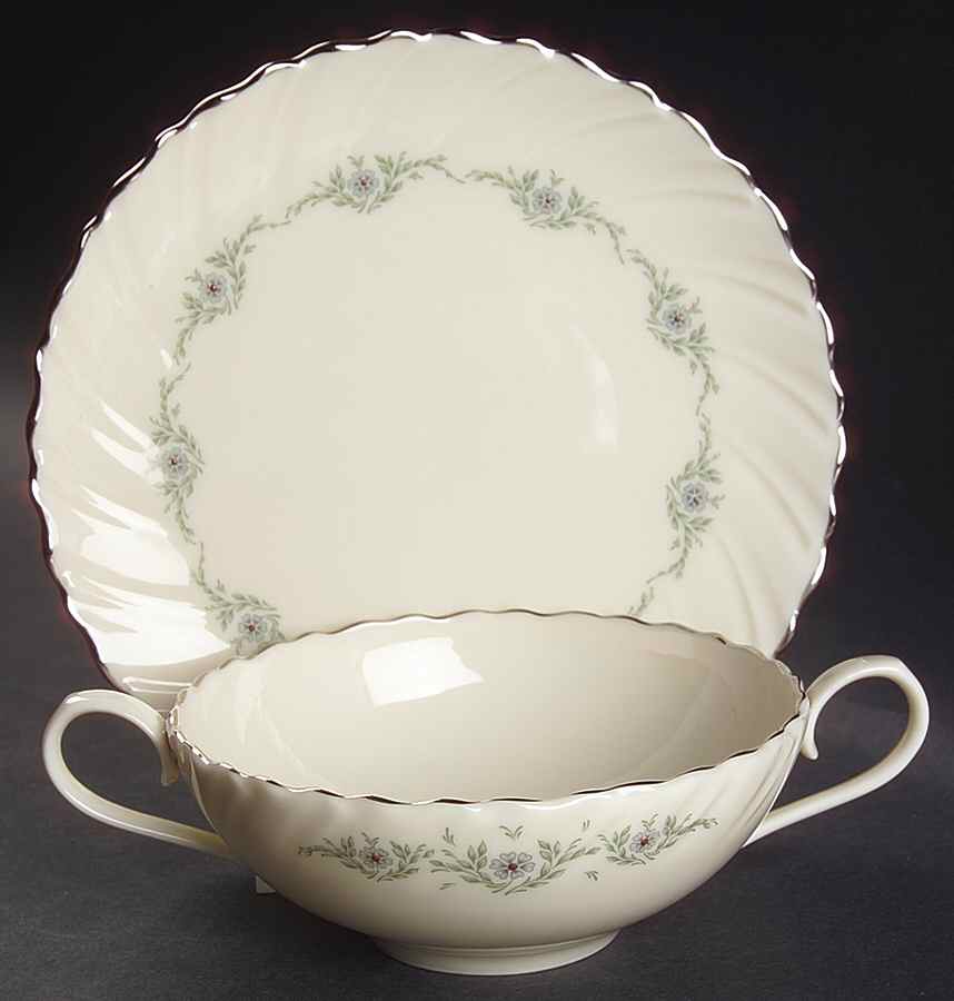 Musette Flat Cream Soup Bowl & Dessert Plate/Saucer Set by Lenox-1