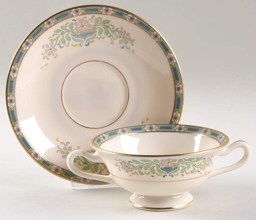 Mystic Footed Cream Soup Bowl & Saucer Set by Lenox-1