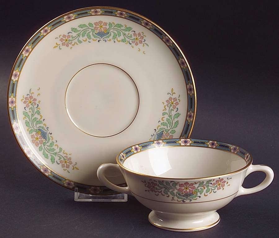 Mystic Footed Cream Soup Bowl & Saucer Set by Lenox-1