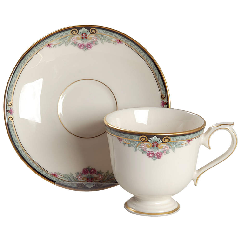 Newbury Square Footed Cup & Saucer Set by Lenox-1