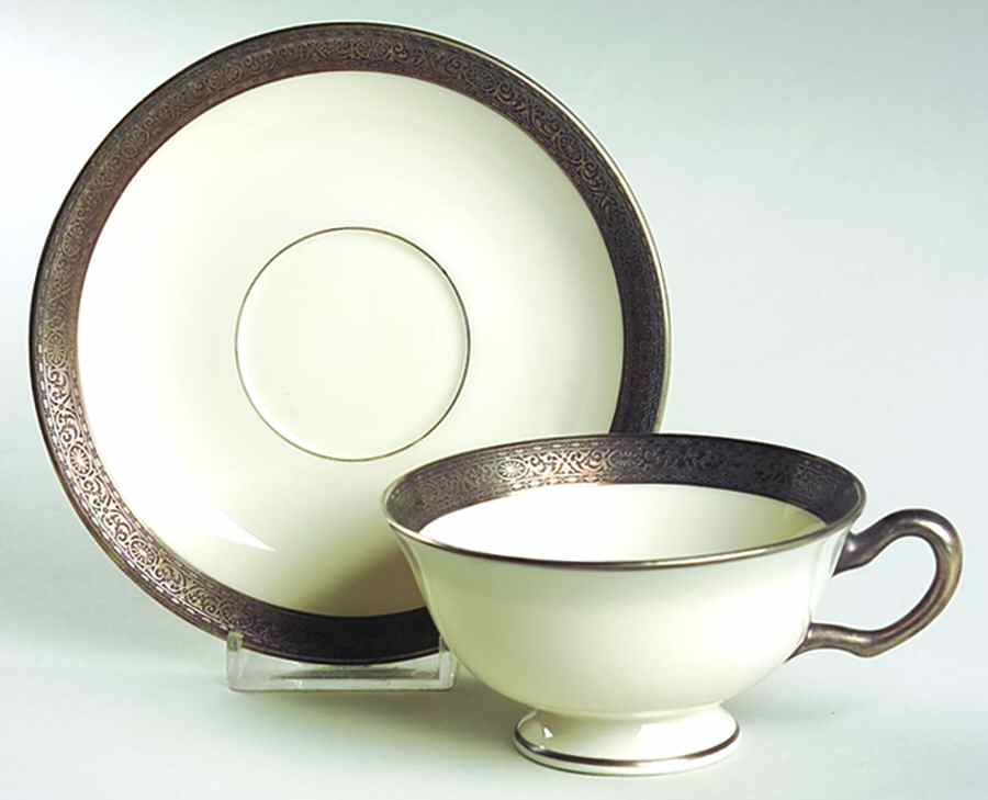 Standford Platinum Footed Cup & Saucer Set by Lenox-1