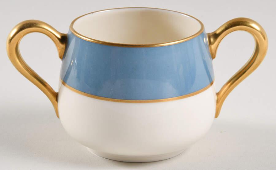 O46D Turquoise and Grey (Smooth) Mini Open Sugar Bowl by Lenox-1