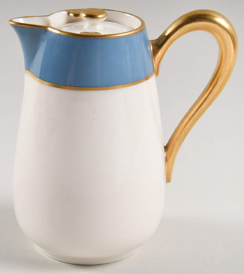 O46D Turquoise and Grey (Smooth) Hot Milk Pitcher & Lid by Lenox-1