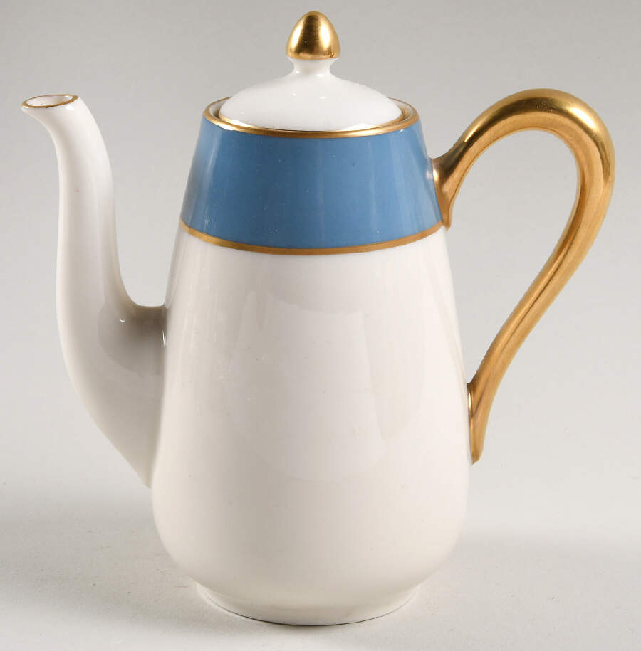 O46D Turquoise and Grey (Smooth) Individual Coffee Pot & Lid by Lenox-1