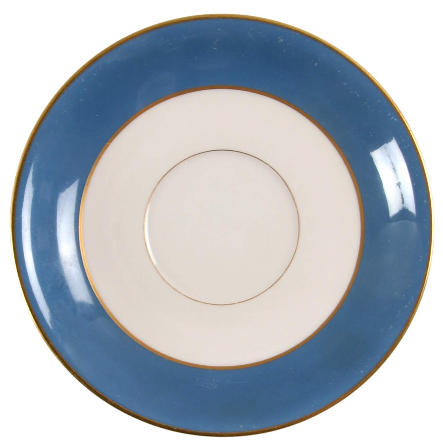 O46D Turquoise and Grey (Smooth) Saucer for Footed Bouillon Cup by Lenox-1