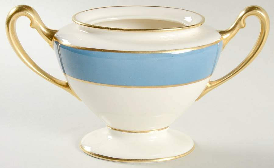 O46D Turquoise and Grey (Smooth) Shape 743 Sugar Bowl No Lid by Lenox-1
