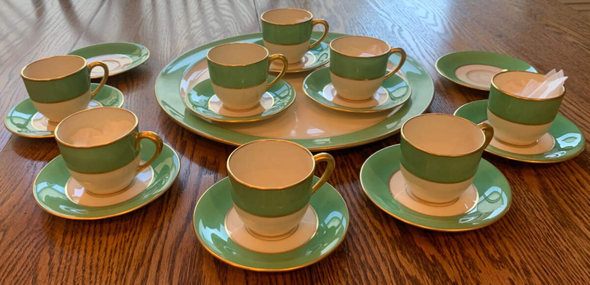 O46G Lettuce Green Flat Demitasse Cup & Saucer Set by Lenox-1