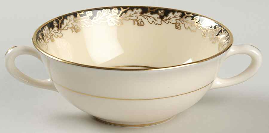 Oakleaf Black Cream Flat Cream Soup Bowl by Lenox-1