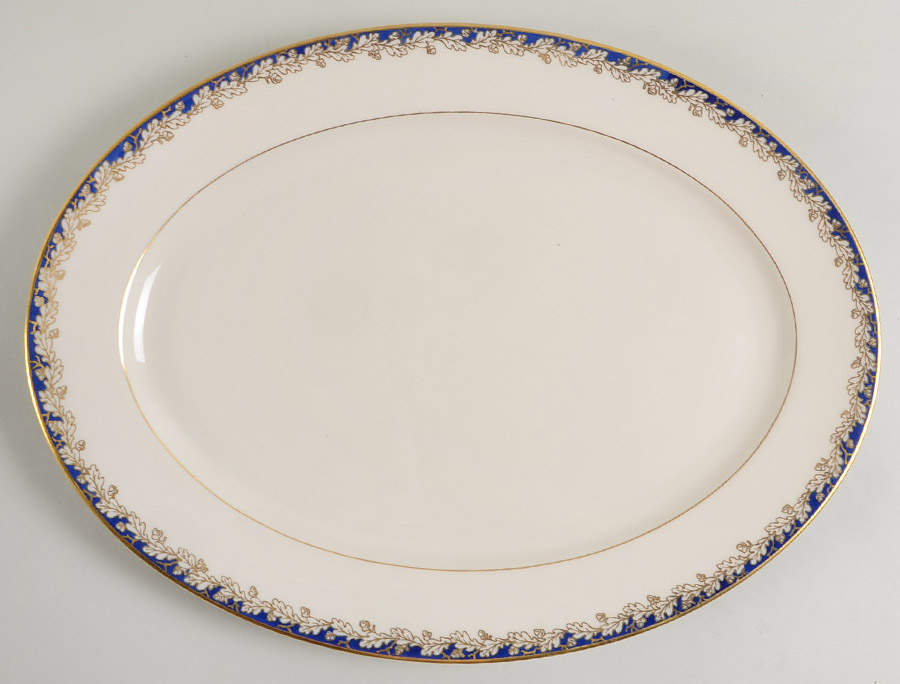 Oakleaf Cobalt Blue (All Cream) 15" Oval Serving Platter by Lenox-1