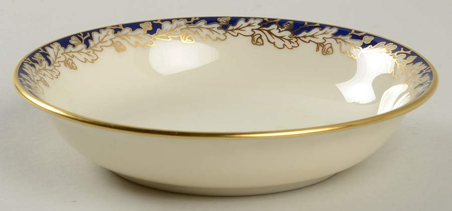 Oakleaf Cobalt Blue (All Cream) Fruit/Dessert (Sauce) Bowl by Lenox-1