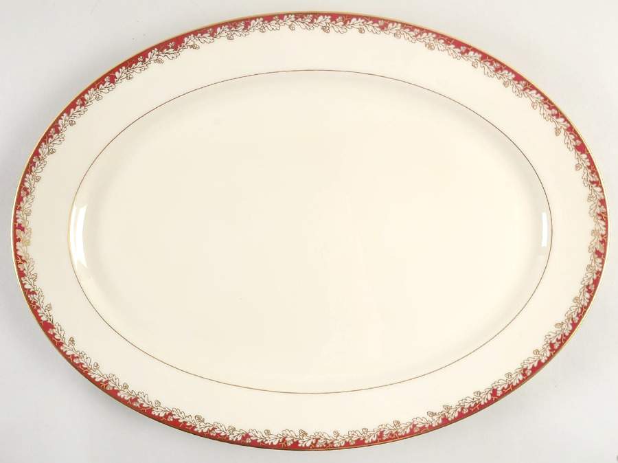 Oakleaf Maroon 17" Oval Serving Platter by Lenox-1