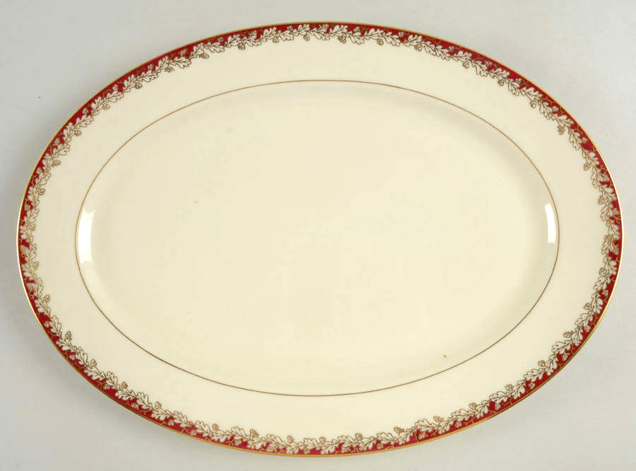 Oakleaf Maroon 16" Oval Serving Platter by Lenox-1