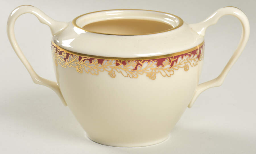 Oakleaf Maroon Sugar Bowl No Lid by Lenox-1