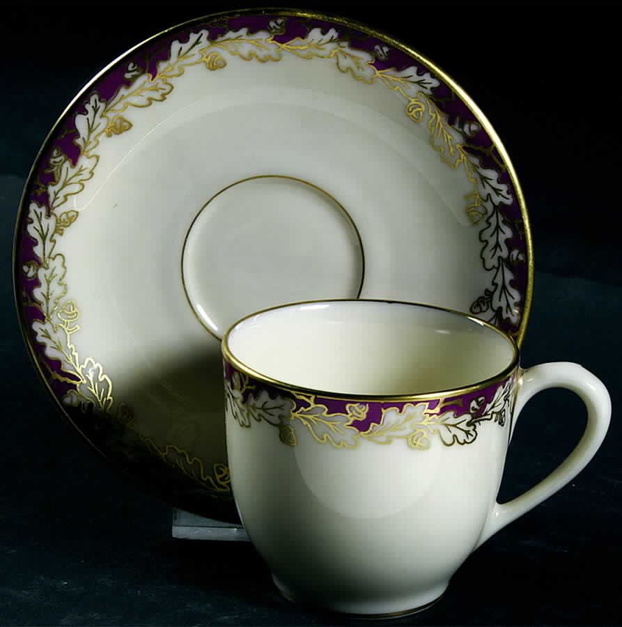 Oakleaf Maroon Flat Demitasse Cup & Saucer Set by Lenox-1