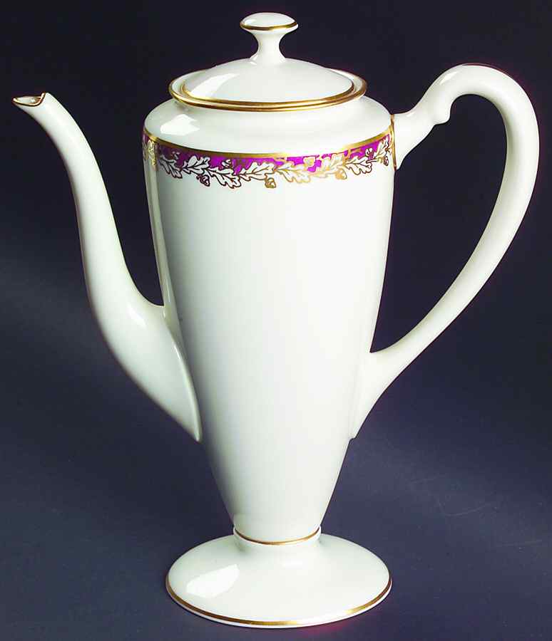 Oakleaf Maroon Coffee Pot & Lid by Lenox-1