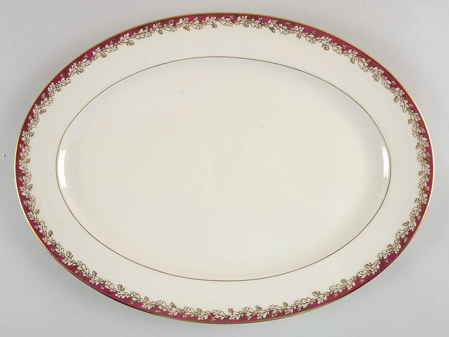 Oakleaf Maroon 15" Oval Serving Platter by Lenox-1
