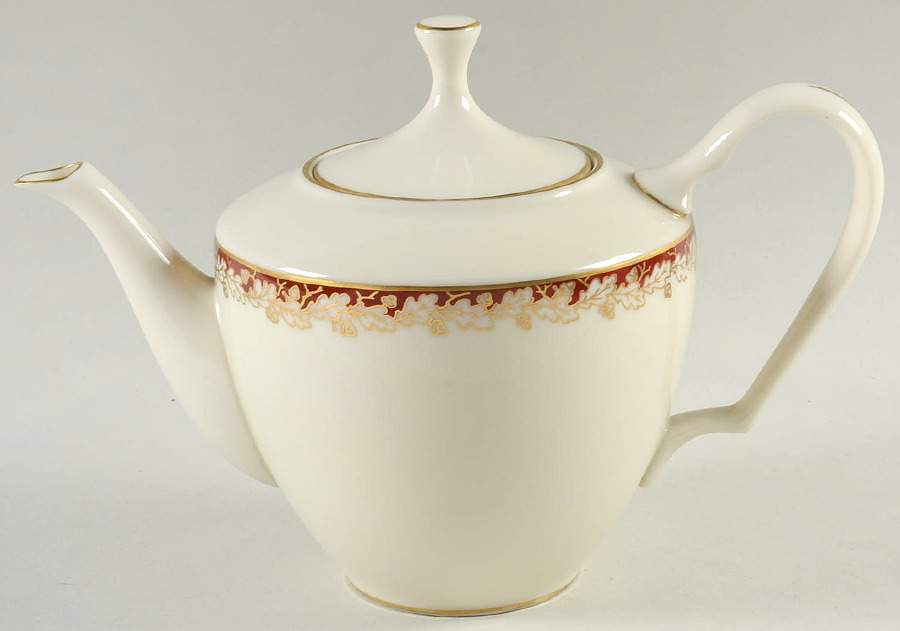 Oakleaf Maroon Teapot & Lid by Lenox-1