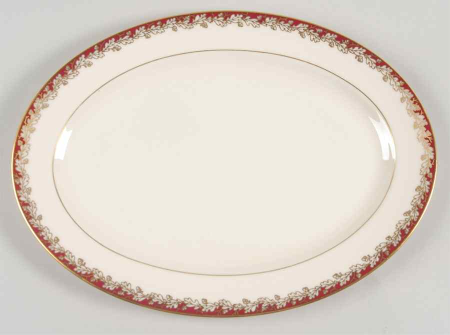 Oakleaf Maroon 13" Oval Serving Platter by Lenox-1