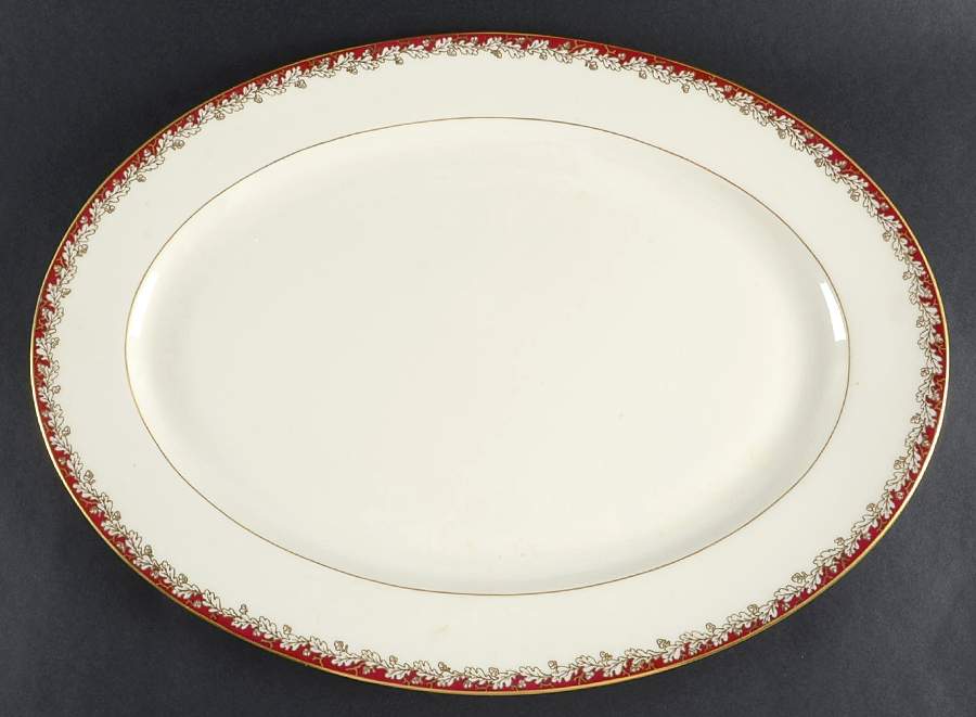 Oakleaf Maroon 18" Oval Serving Platter by Lenox-1