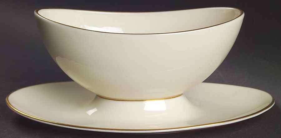 Olympia Gold Gravy Boat with Attached Underplate by Lenox-1