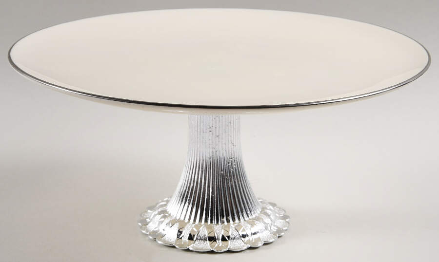 Olympia Platinum Cake Stand with 4"-5" Metal Pedestal  Hc by Lenox-1