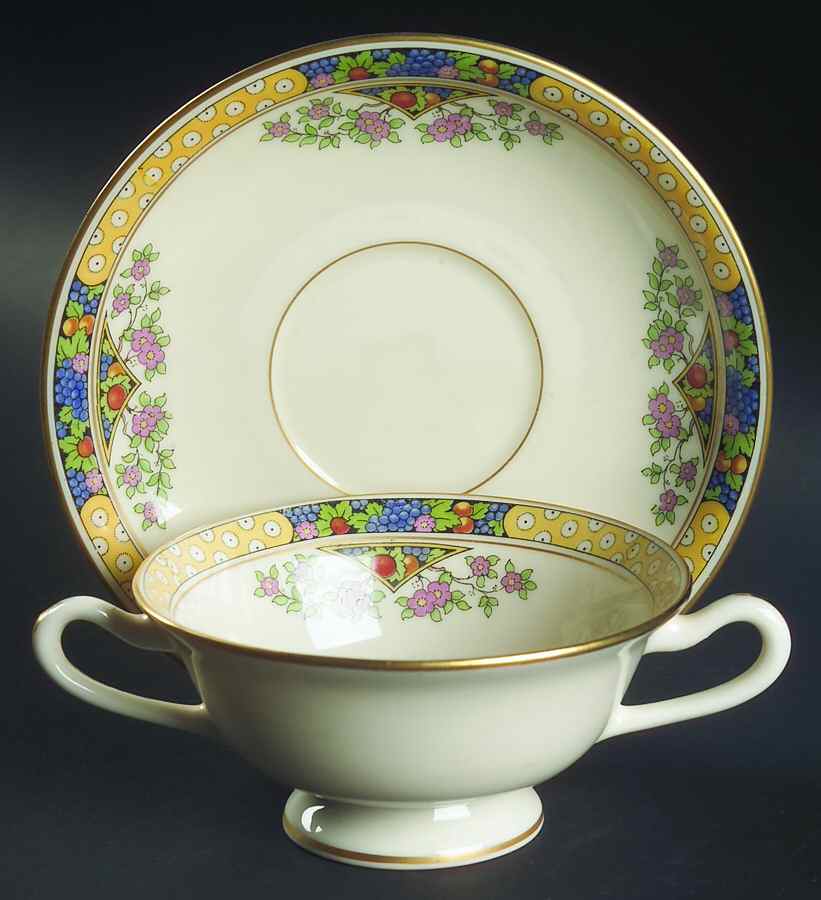 The Orchard Footed Cream Soup Bowl & Saucer Set by Lenox-1