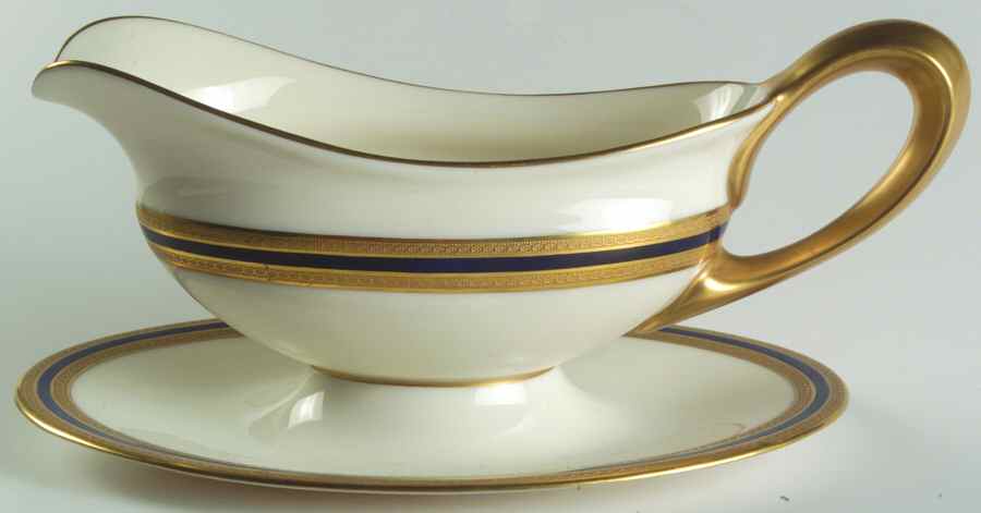 P72 Cobalt Blue Gravy Boat with Attached Underplate by Lenox-1