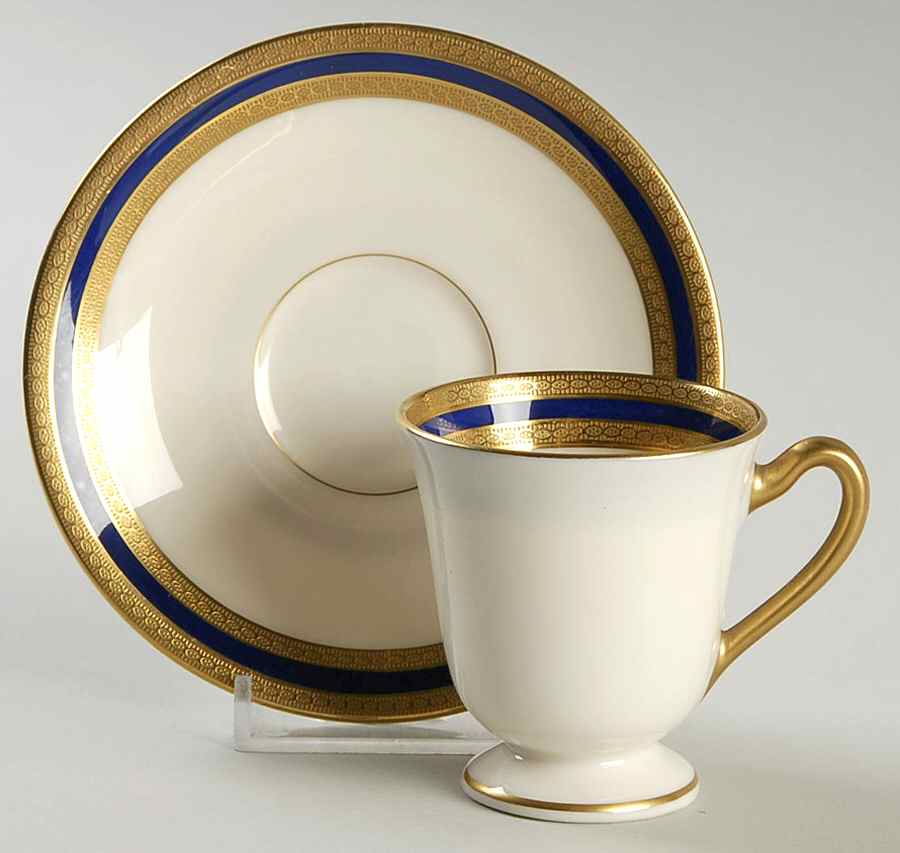 P72 Cobalt Blue Footed Demitasse Cup & Saucer Set by Lenox-1