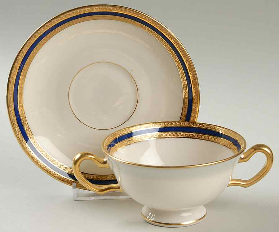 P72 Cobalt Blue Footed Bouillon Cup & Saucer by Lenox-1