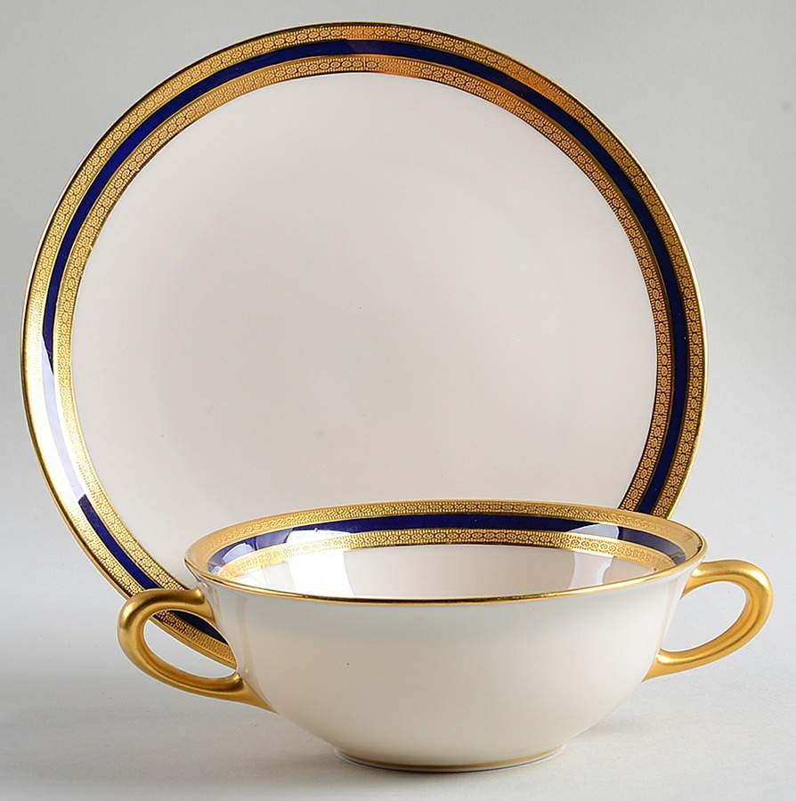 P72 Cobalt Blue Flat Cream Soup Bowl & Saucer Set by Lenox-1