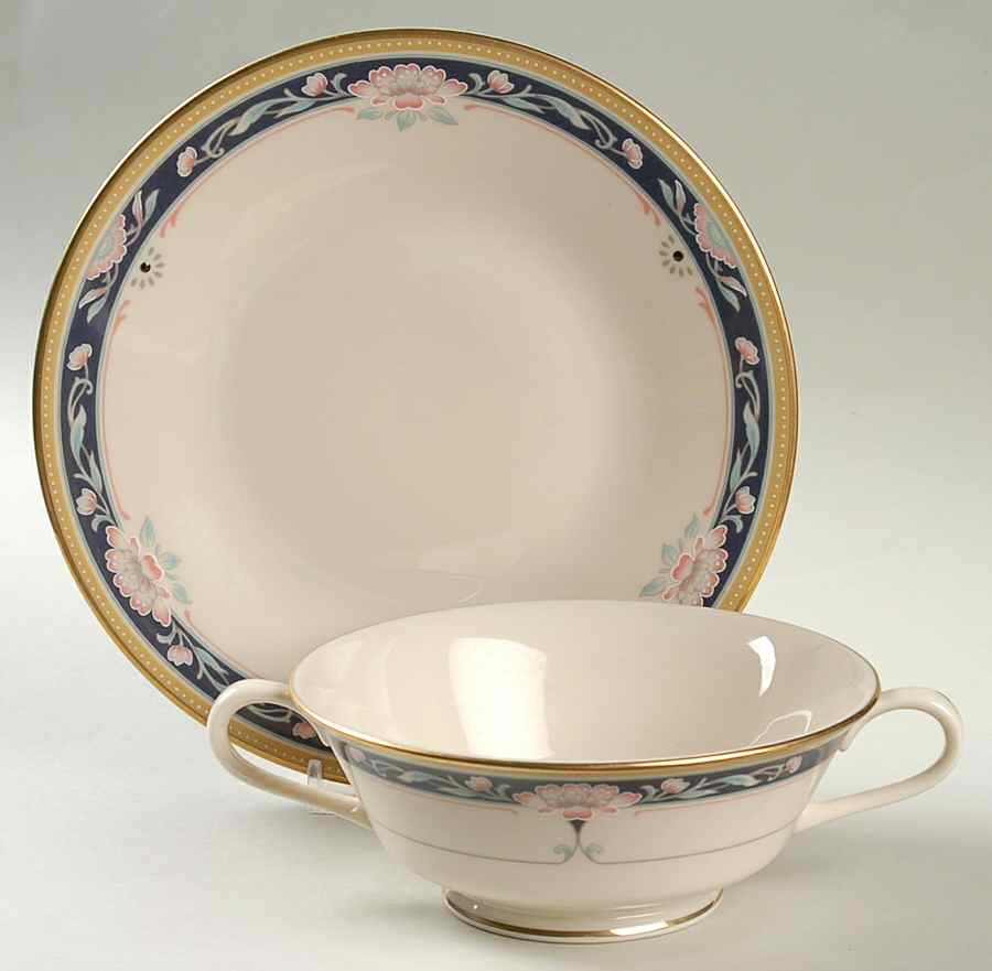 Palmyra Footed Cream Soup Bowl & Saucer Set by Lenox-1