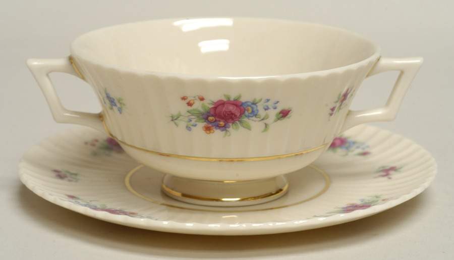 Pavlova Footed Cream Soup Bowl & Saucer Set by Lenox-1