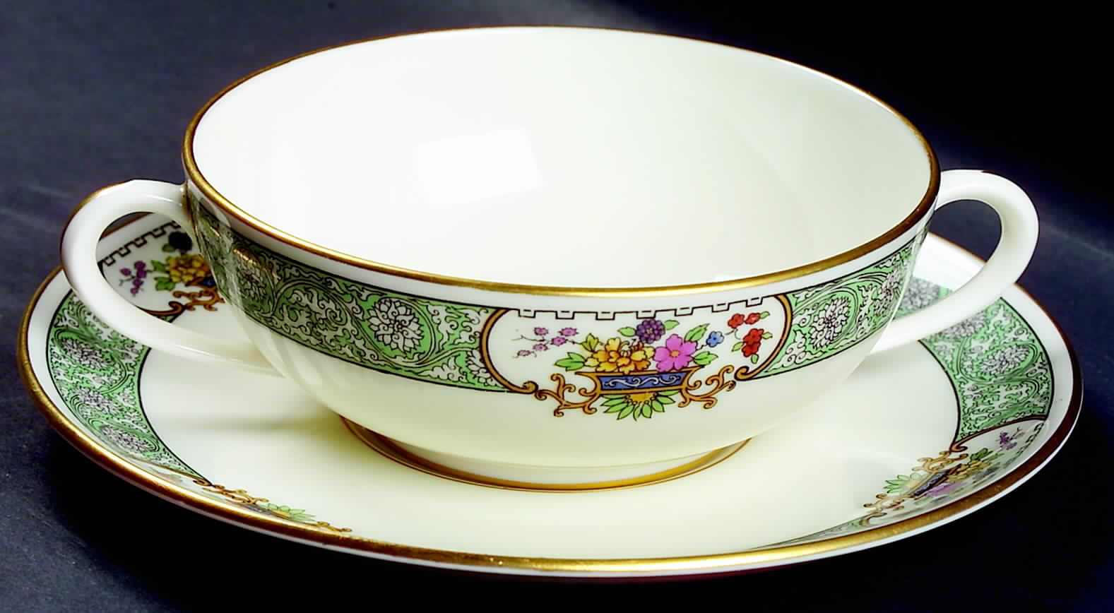 Peking Flat Cream Soup Bowl & Saucer Set by Lenox-1