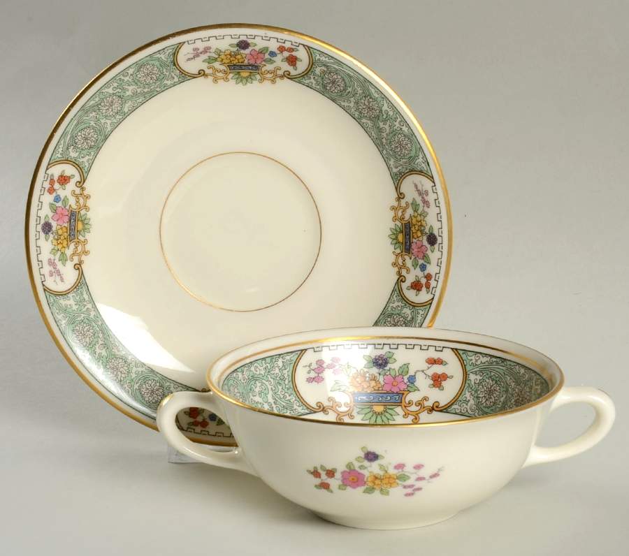 Peking Flat Cream Soup Bowl & Saucer Set by Lenox-1