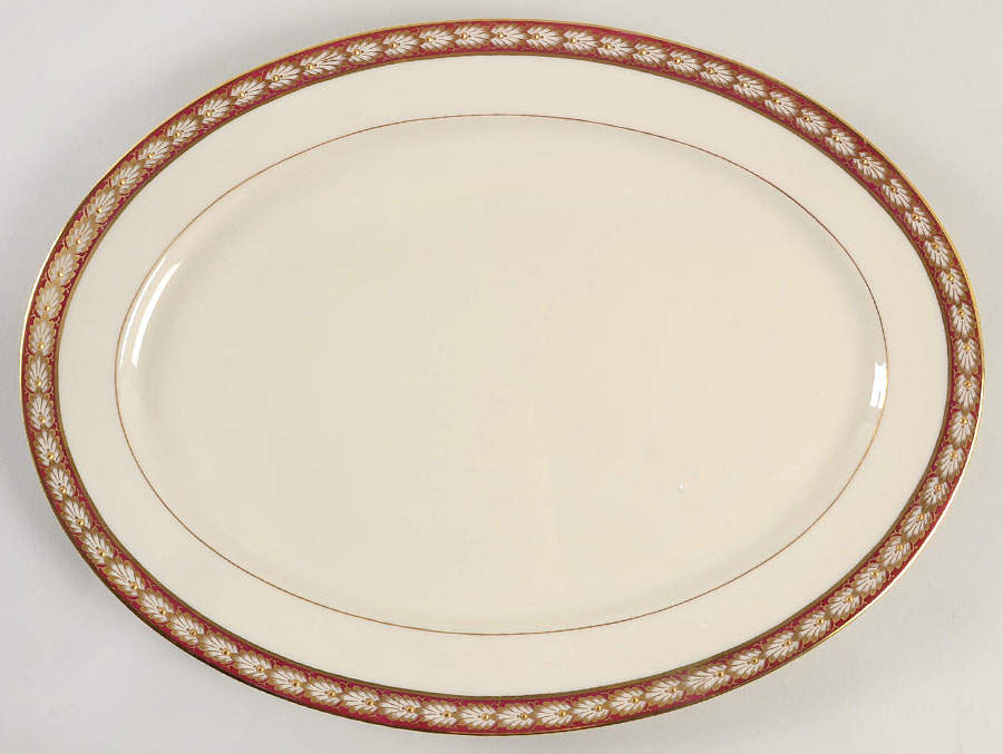 Pembrook Maroon 17" Oval Serving Platter by Lenox-1