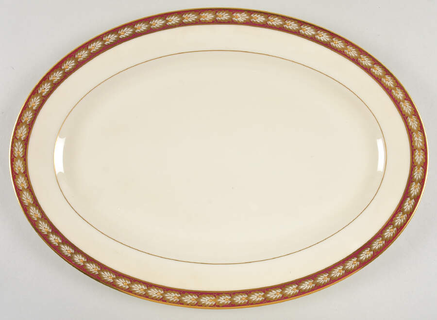 Pembrook Maroon 16" Oval Serving Platter by Lenox-1