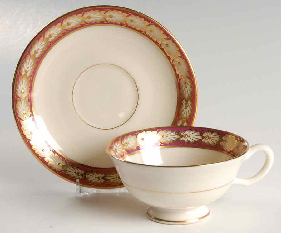 Pembrook Maroon Footed Cup & Saucer Set by Lenox-1