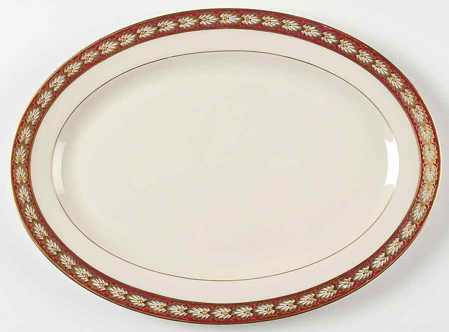 Pembrook Maroon 13" Oval Serving Platter by Lenox-1