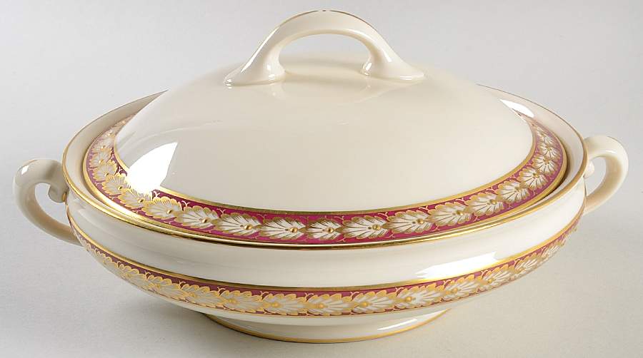 Pembrook Maroon Round Covered Vegetable by Lenox-1