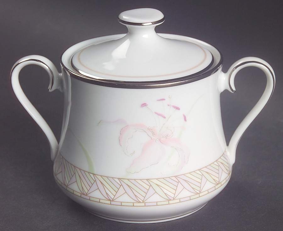 Pink Lily Sugar Bowl & Lid by Lenox-1