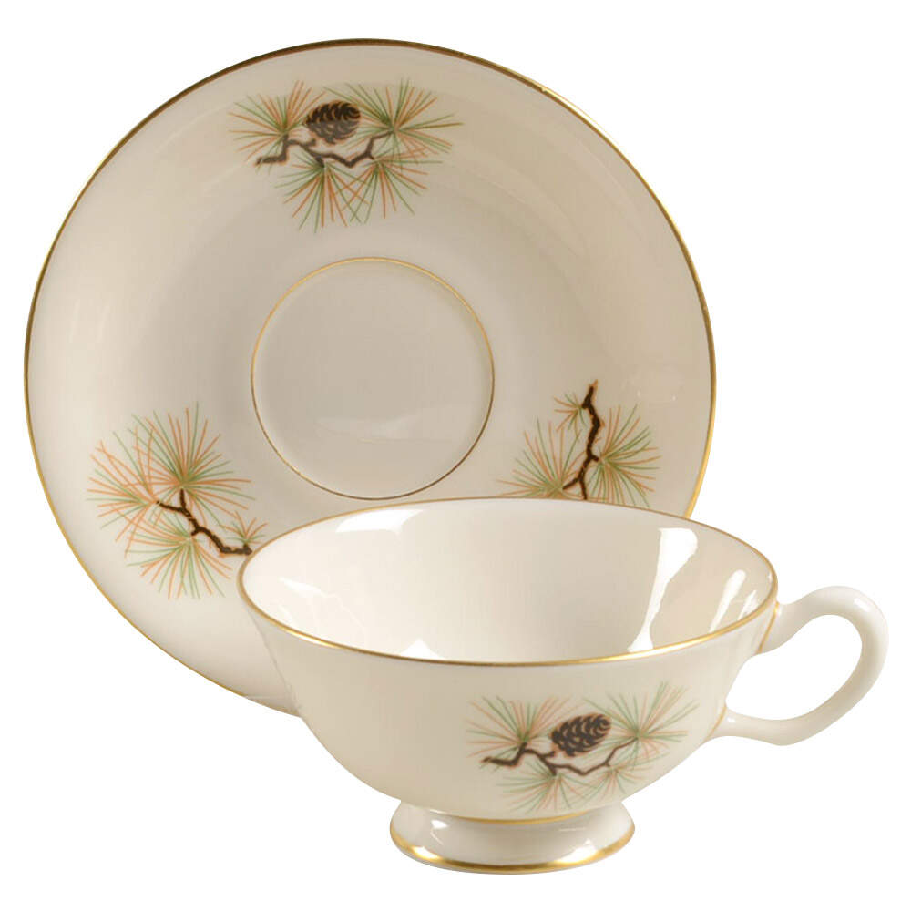 Pine Footed Cup & Saucer Set by Lenox-1