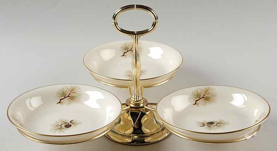 Pine 7" x 12" 3-Part Relish & Metal Stand (FR) HC by Lenox-1