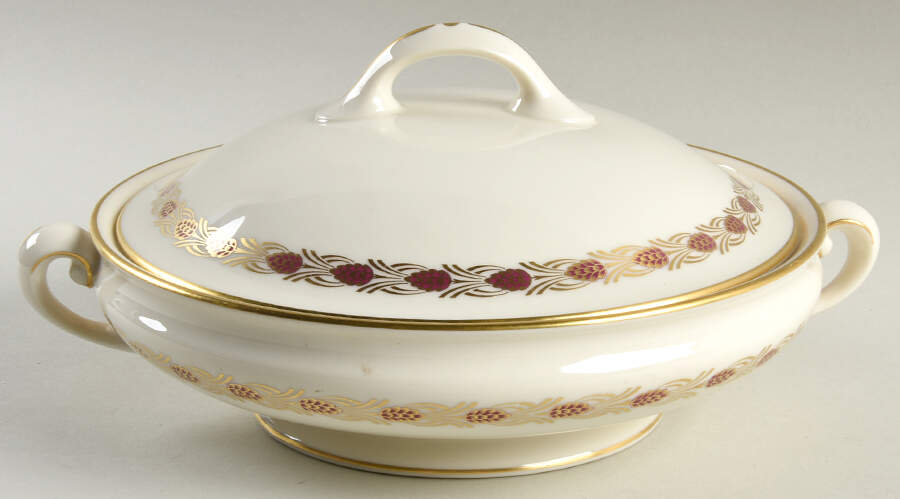 Pinehurst Maroon Round Covered Vegetable by Lenox-1