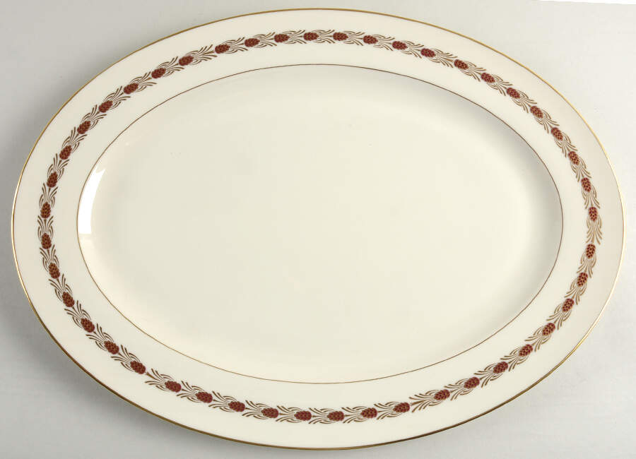 Pinehurst Maroon 18" Oval Serving Platter by Lenox-1