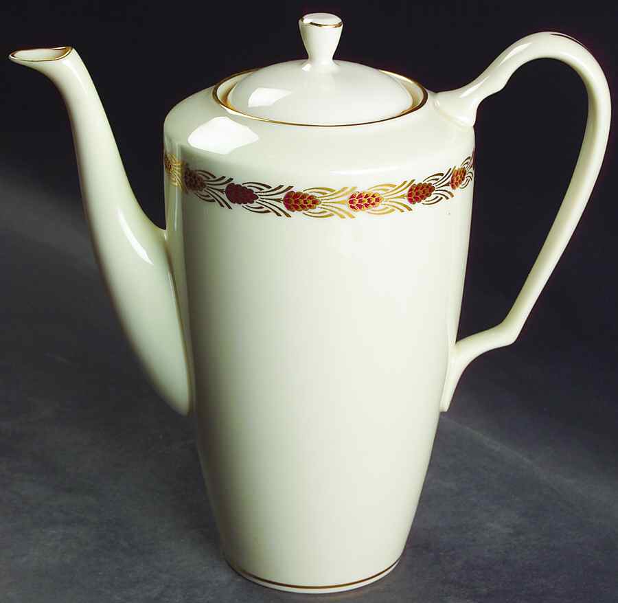 Pinehurst Maroon Coffee Pot & Lid by Lenox-1